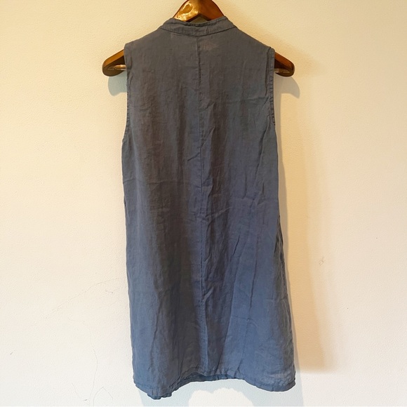 ALESSIA PACINI Made in Italy Medium Dress Ruffled pleated V-Neck Linen Dress - Picture 6 of 7